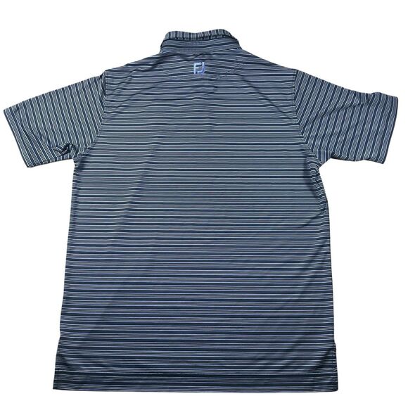 Footjoy Golf Polo Shirt Men’s Large Blue Striped Donald Ross Course Embroidered - Picture 4 of 11
